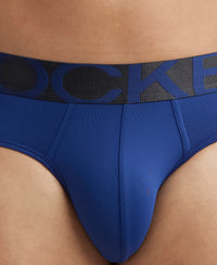 Pack of 2 Tactel Microfiber Elastane Stretch Solid Brief with Moisture Move Properties - Black & Royal Blue