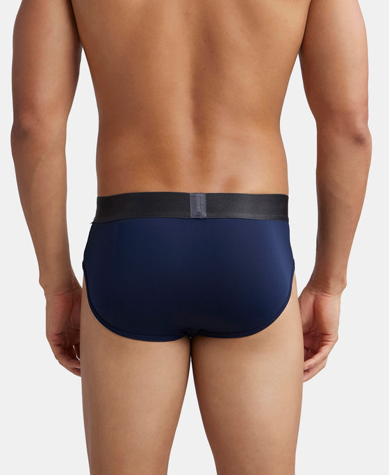 Pack of 2 Tactel Microfiber Elastane Stretch Solid Brief with Moisture Move Properties - Black & True Navy