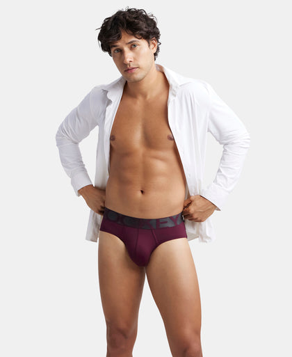 Tactel Microfiber Elastane Stretch Solid Brief with Moisture Move Properties - Wine Tasting & Forest Night (Pack of 2)