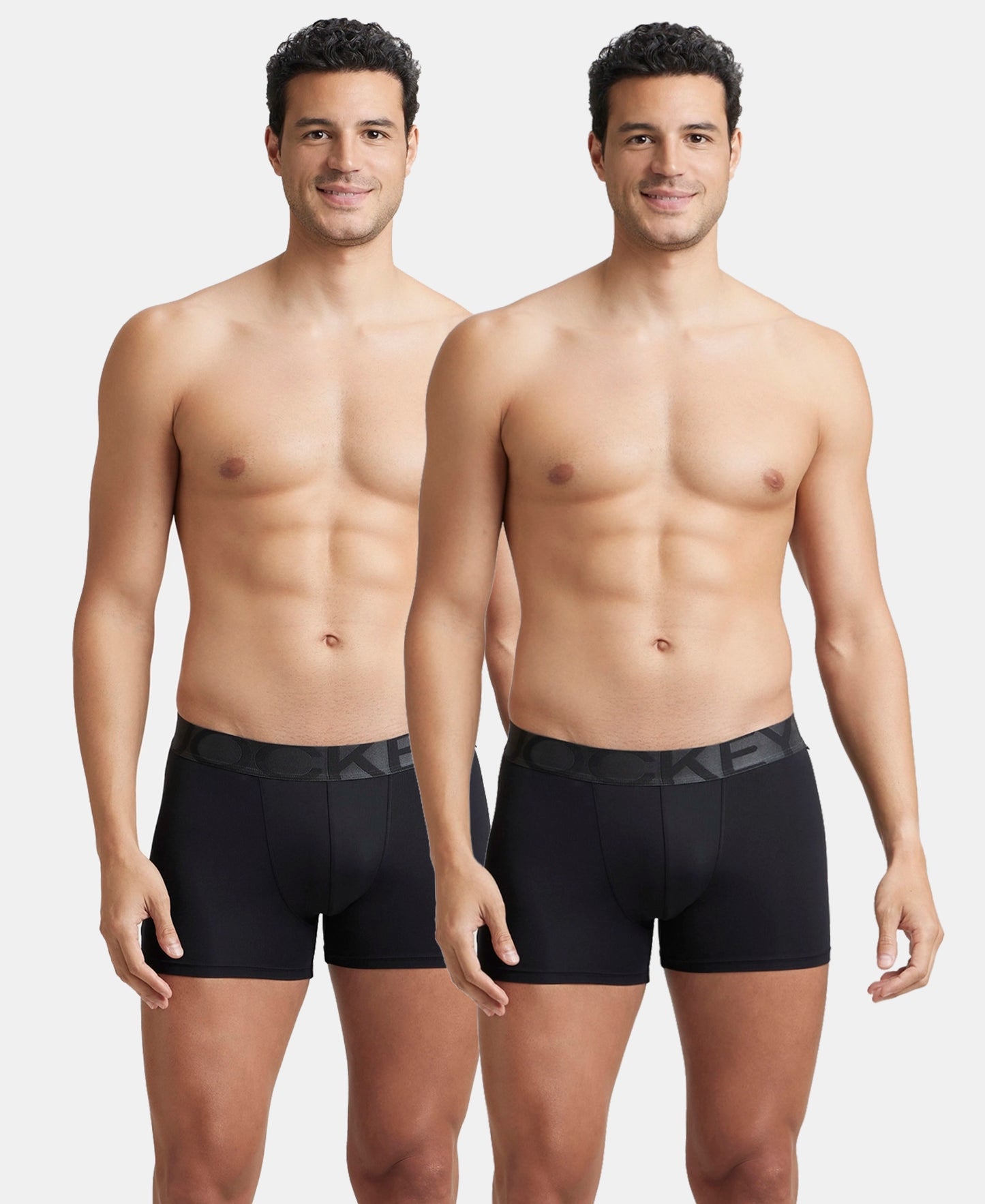 Tactel Microfiber Elastane Stretch Solid Trunk with Moisture Move Properties - Black (Pack of 2)