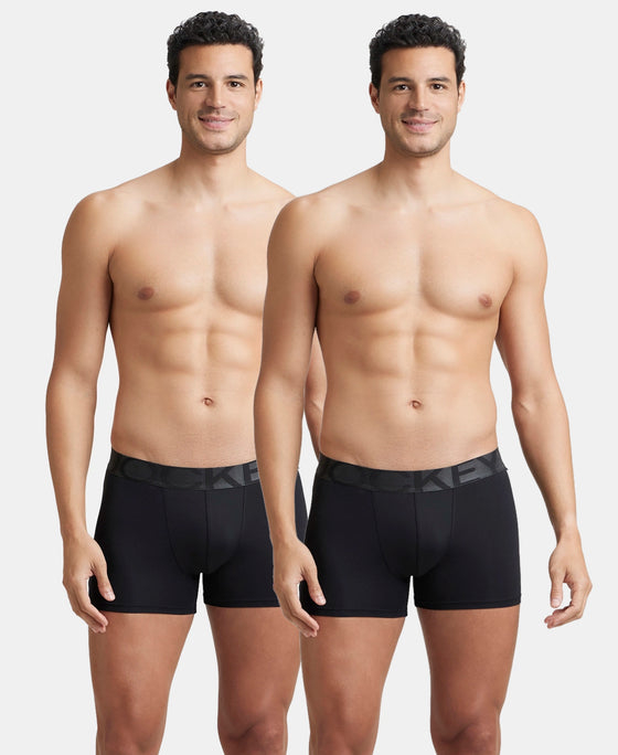 Tactel Microfiber Elastane Stretch Solid Trunk with Moisture Move Properties - Black (Pack of 2)