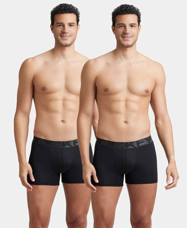 Tactel Microfiber Elastane Stretch Solid Trunk with Moisture Move Properties - Black (Pack of 2)
