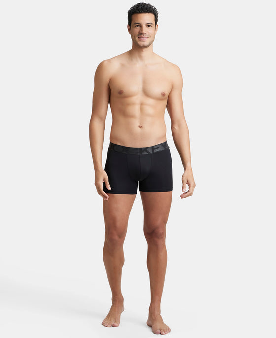 Tactel Microfiber Elastane Stretch Solid Trunk with Moisture Move Properties - Black (Pack of 2)