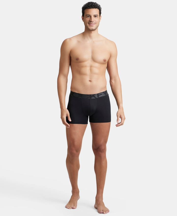 Tactel Microfiber Elastane Stretch Solid Trunk with Moisture Move Properties - Black (Pack of 2)