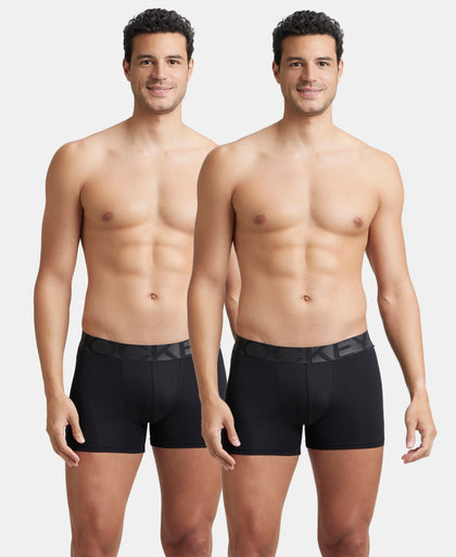 Tactel Microfiber Elastane Stretch Solid Trunk with Moisture Move Properties - Black (Pack of 2)