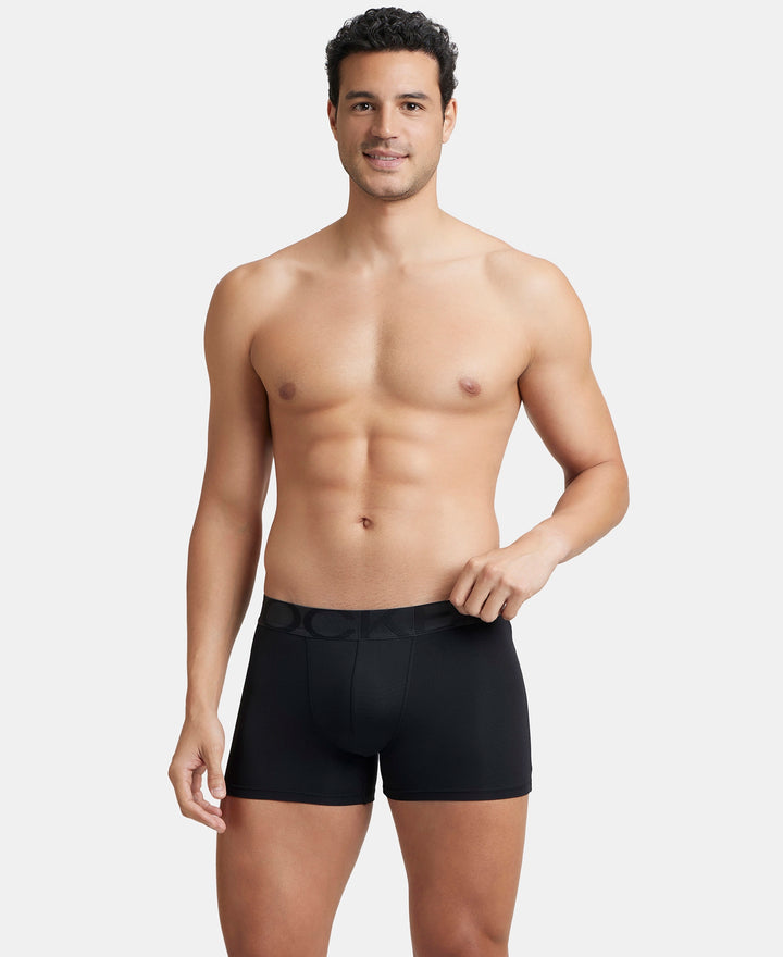 Tactel Microfiber Elastane Stretch Solid Trunk with Moisture Move Properties - Black (Pack of 2)