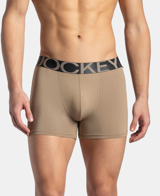 Tactel Microfiber Elastane Stretch Solid Trunk with Moisture Move Properties - Desert Taupe