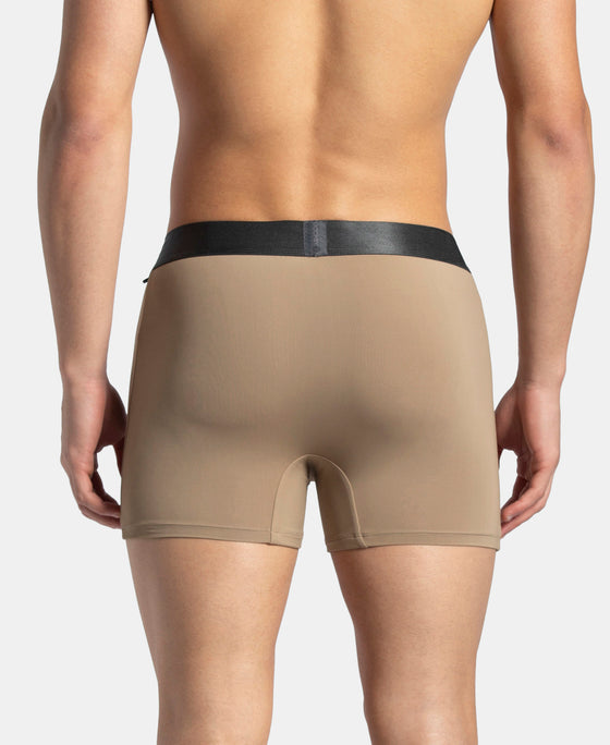 Tactel Microfiber Elastane Stretch Solid Trunk with Moisture Move Properties - Desert Taupe