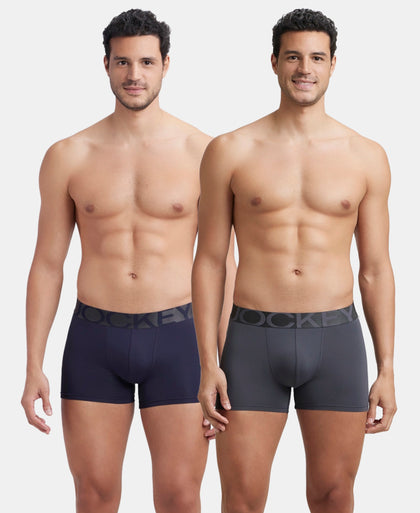 Tactel Microfiber Elastane Stretch Solid Trunk with Moisture Move Properties - Ebony & Navy (Pack of 2)