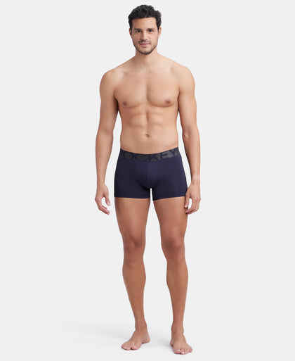 Tactel Microfiber Elastane Stretch Solid Trunk with Moisture Move Properties - Ebony & Navy (Pack of 2)