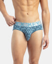Tactel Microfiber Elastane Stretch Printed Brief with Moisture Move Properties - Blue Shadow