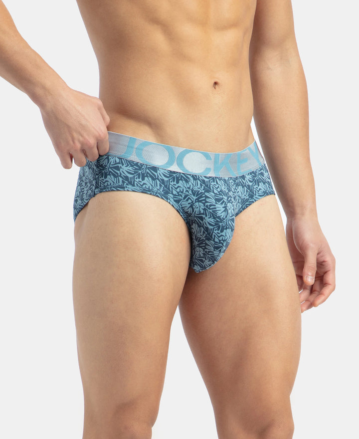 Tactel Microfiber Elastane Stretch Printed Brief with Moisture Move Properties - Blue Shadow