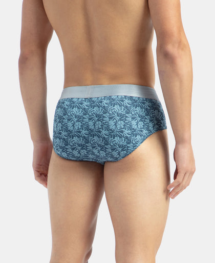 Tactel Microfiber Elastane Stretch Printed Brief with Moisture Move Properties - Blue Shadow