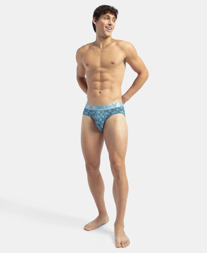 Tactel Microfiber Elastane Stretch Printed Brief with Moisture Move Properties - Blue Shadow