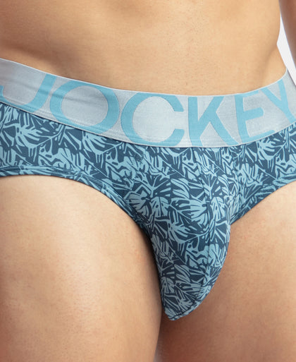 Tactel Microfiber Elastane Stretch Printed Brief with Moisture Move Properties - Blue Shadow