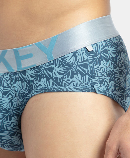 Tactel Microfiber Elastane Stretch Printed Brief with Moisture Move Properties - Blue Shadow