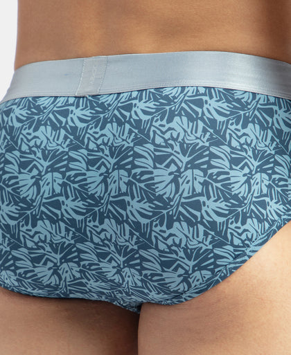 Tactel Microfiber Elastane Stretch Printed Brief with Moisture Move Properties - Blue Shadow