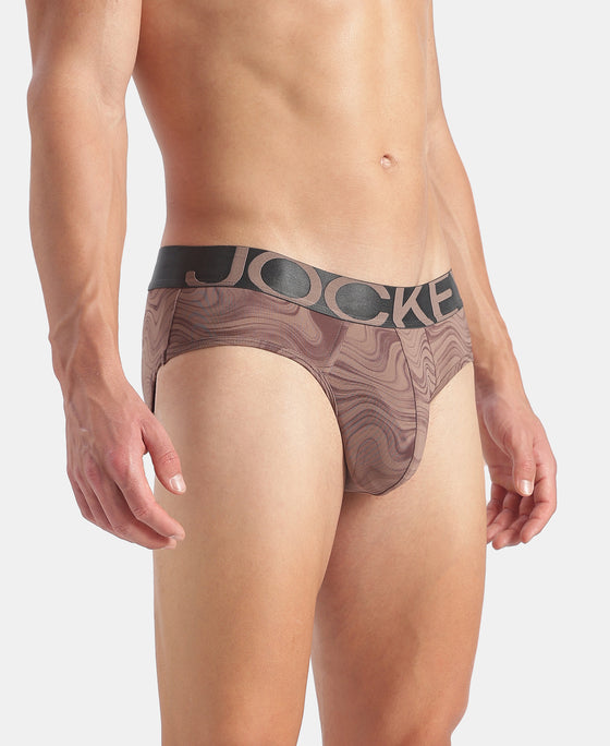Tactel Microfiber Elastane Stretch Printed Brief with Moisture Move Properties - Deep Taupe