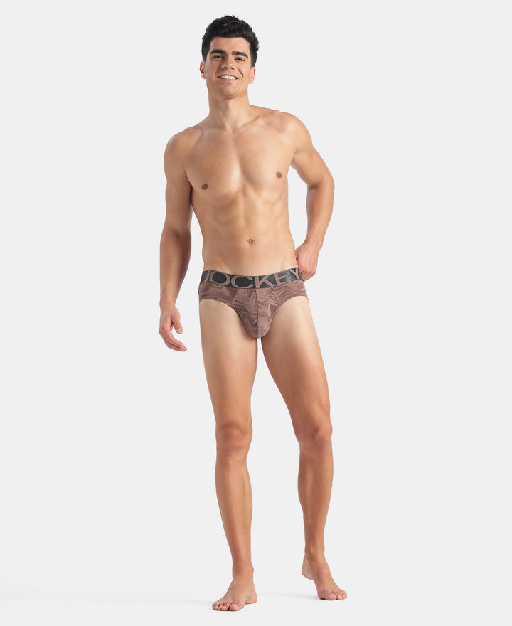 Tactel Microfiber Elastane Stretch Printed Brief with Moisture Move Properties - Deep Taupe