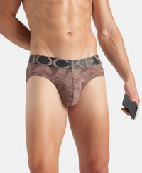 Tactel Microfiber Elastane Stretch Printed Brief with Moisture Move Properties - Deep Taupe