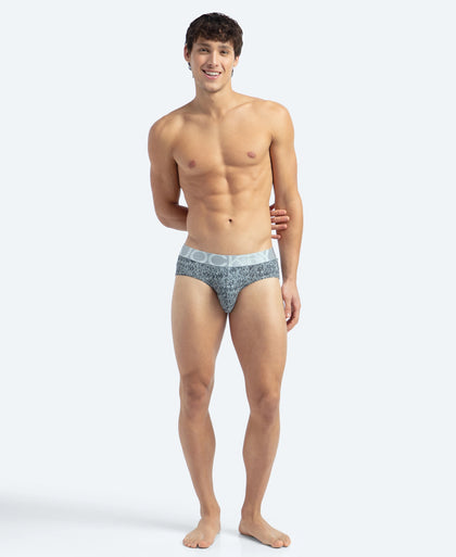 Tactel Microfiber Elastane Stretch Printed Brief with Moisture Move Properties - High Rise