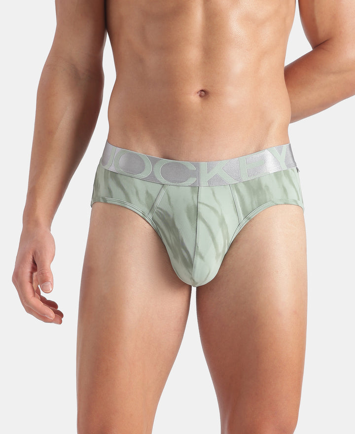 Tactel Microfiber Elastane Stretch Printed Brief with Moisture Move Properties - Jadeite