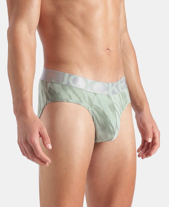 Tactel Microfiber Elastane Stretch Printed Brief with Moisture Move Properties - Jadeite