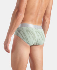 Tactel Microfiber Elastane Stretch Printed Brief with Moisture Move Properties - Jadeite