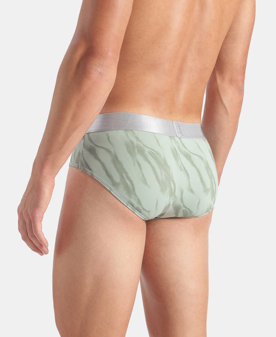 Tactel Microfiber Elastane Stretch Printed Brief with Moisture Move Properties - Jadeite