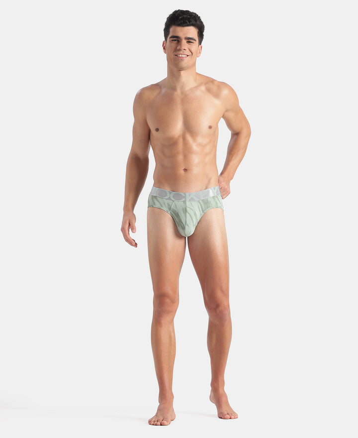 Tactel Microfiber Elastane Stretch Printed Brief with Moisture Move Properties - Jadeite