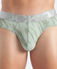 Tactel Microfiber Elastane Stretch Printed Brief with Moisture Move Properties - Jadeite