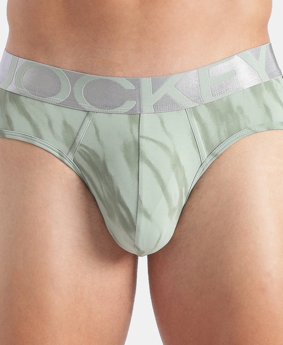 Tactel Microfiber Elastane Stretch Printed Brief with Moisture Move Properties - Jadeite