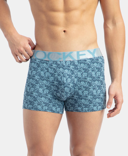 Tactel Microfiber Elastane Stretch Printed Trunk with Moisture Move Properties - Blue Shadow
