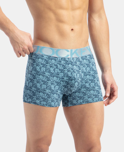Tactel Microfiber Elastane Stretch Printed Trunk with Moisture Move Properties - Blue Shadow