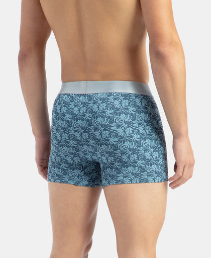 Tactel Microfiber Elastane Stretch Printed Trunk with Moisture Move Properties - Blue Shadow