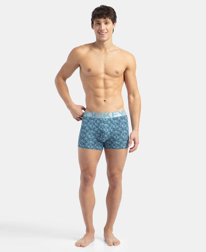 Tactel Microfiber Elastane Stretch Printed Trunk with Moisture Move Properties - Blue Shadow