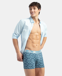 Tactel Microfiber Elastane Stretch Printed Trunk with Moisture Move Properties - Blue Shadow