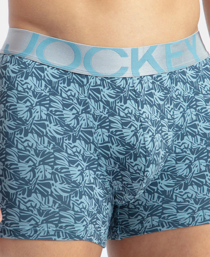Tactel Microfiber Elastane Stretch Printed Trunk with Moisture Move Properties - Blue Shadow