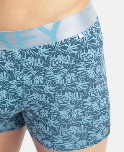 Tactel Microfiber Elastane Stretch Printed Trunk with Moisture Move Properties - Blue Shadow