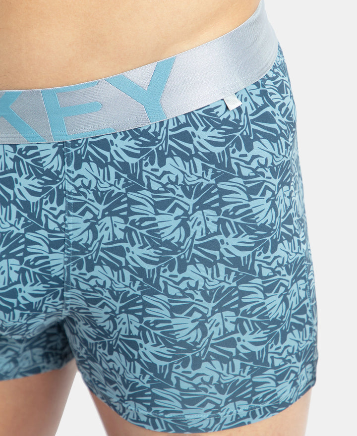Tactel Microfiber Elastane Stretch Printed Trunk with Moisture Move Properties - Blue Shadow