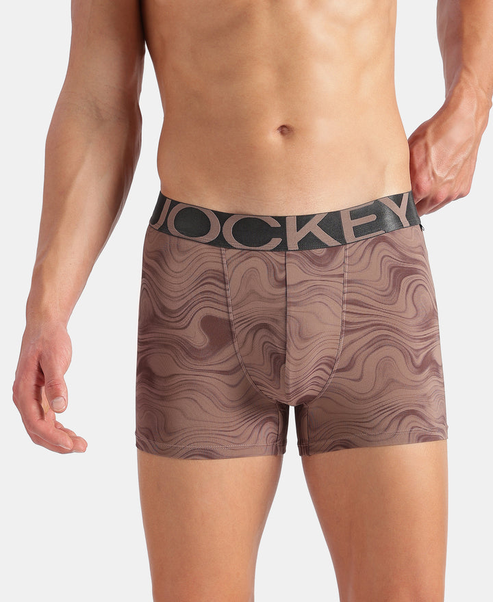 Tactel Microfiber Elastane Stretch Printed Trunk with Moisture Move Properties - Deep Taupe