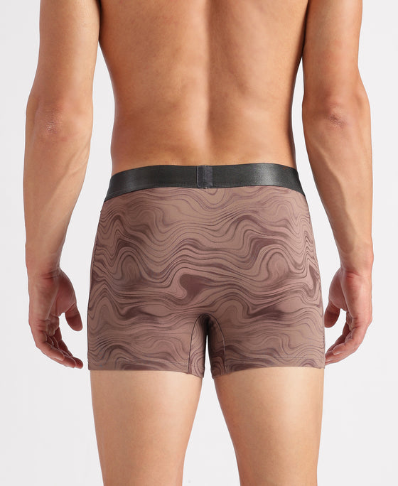 Tactel Microfiber Elastane Stretch Printed Trunk with Moisture Move Properties - Deep Taupe