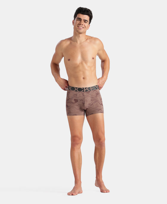 Tactel Microfiber Elastane Stretch Printed Trunk with Moisture Move Properties - Deep Taupe