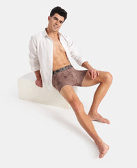 Tactel Microfiber Elastane Stretch Printed Trunk with Moisture Move Properties - Deep Taupe