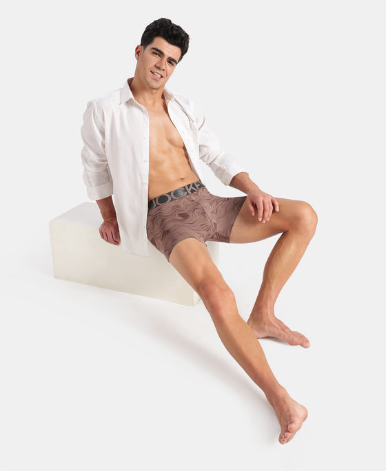 Tactel Microfiber Elastane Stretch Printed Trunk with Moisture Move Properties - Deep Taupe