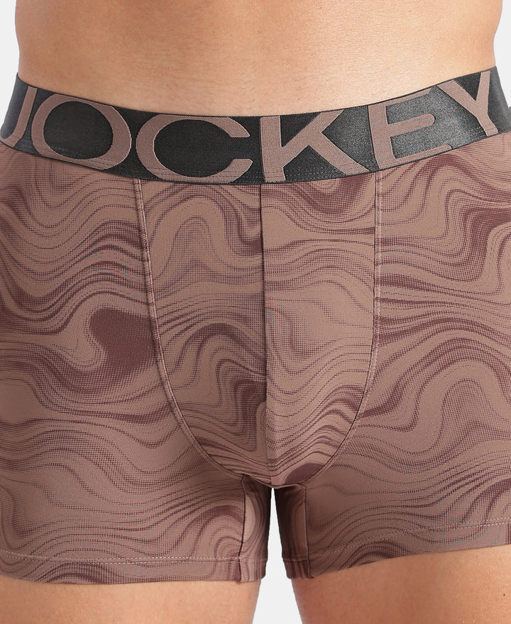 Tactel Microfiber Elastane Stretch Printed Trunk with Moisture Move Properties - Deep Taupe