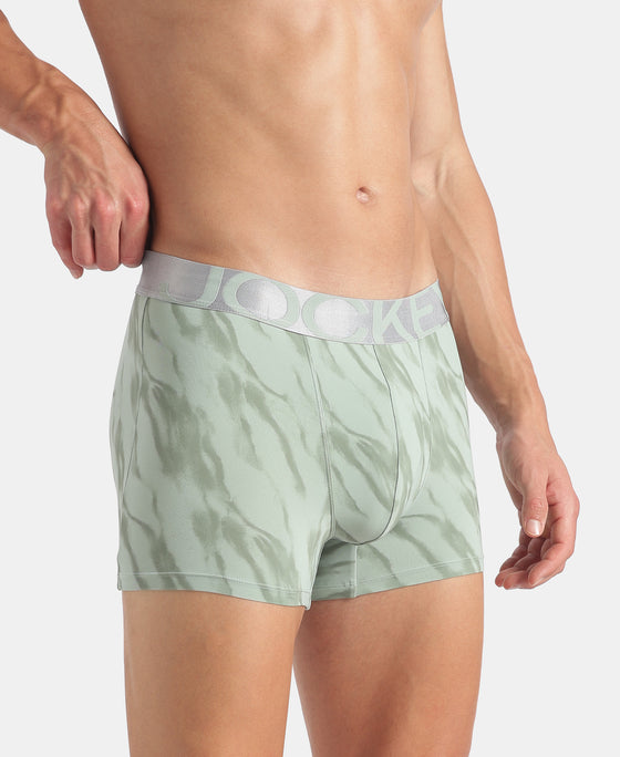 Tactel Microfiber Elastane Stretch Printed Trunk with Moisture Move Properties - Jadeite