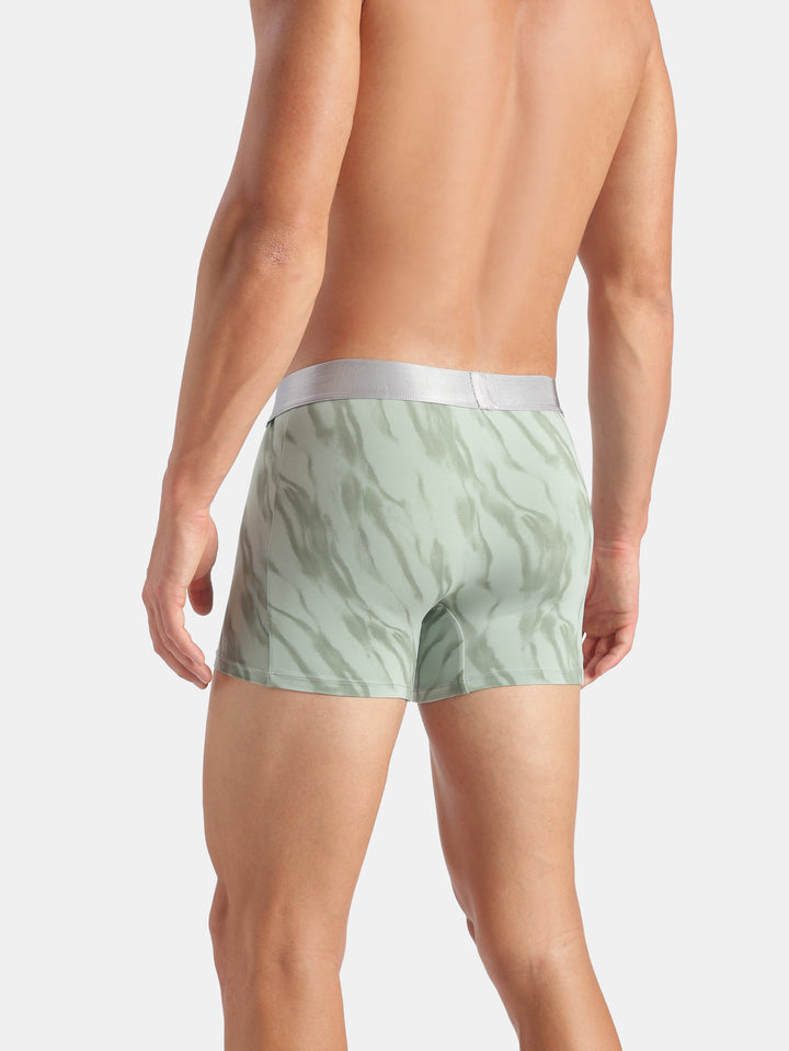 Tactel Microfiber Elastane Stretch Printed Trunk with Moisture Move Properties - Jadeite