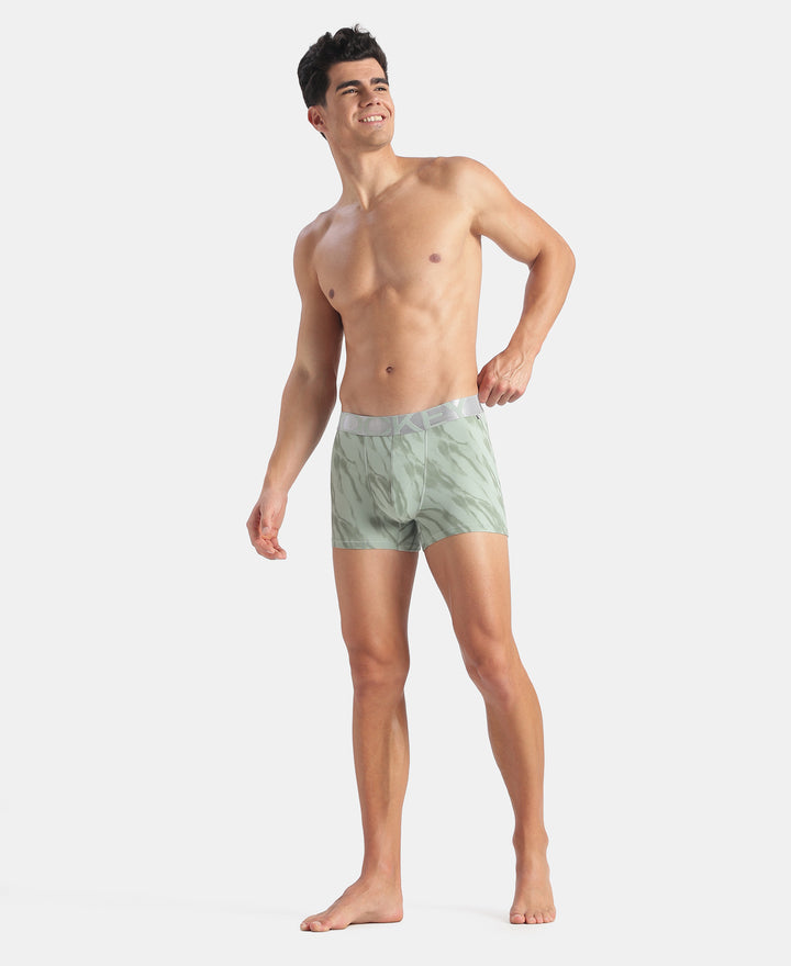 Tactel Microfiber Elastane Stretch Printed Trunk with Moisture Move Properties - Jadeite