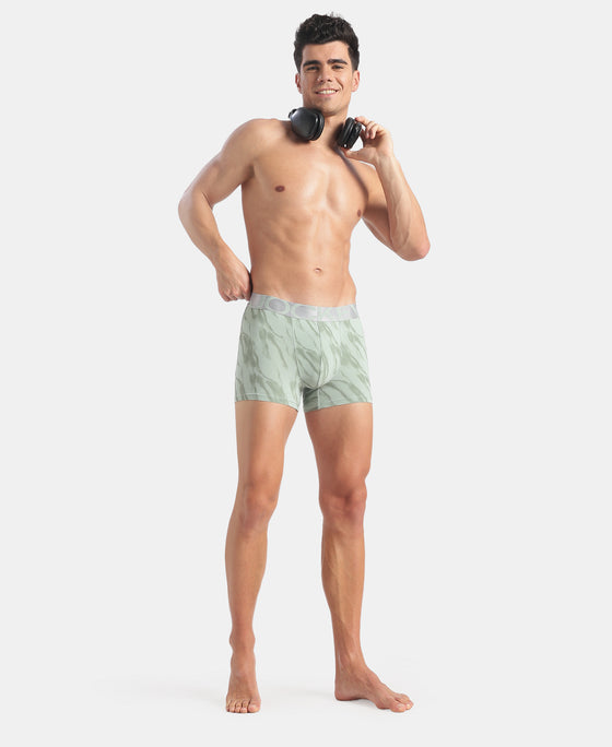 Tactel Microfiber Elastane Stretch Printed Trunk with Moisture Move Properties - Jadeite